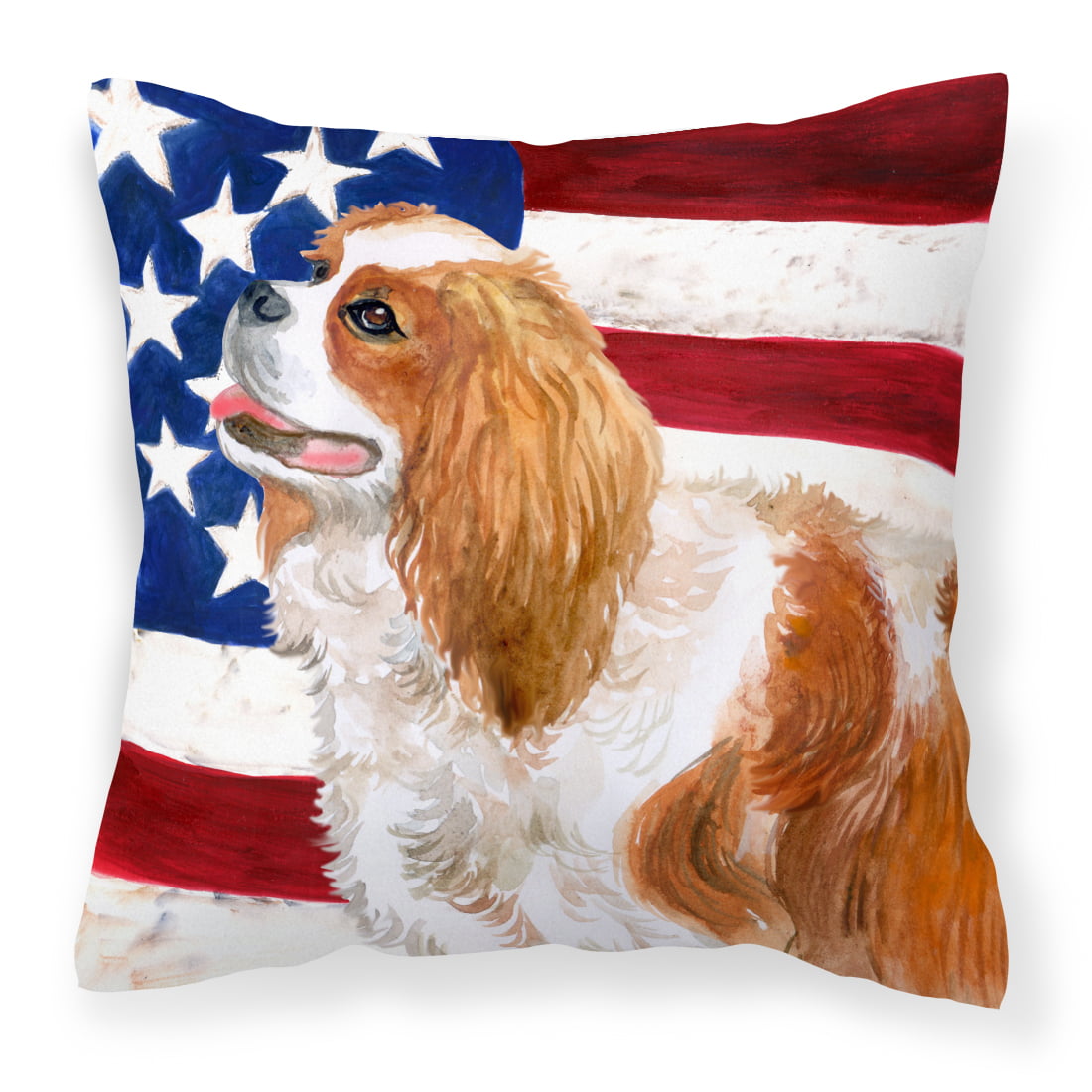 Cavalier Spaniel Patriotic Fabric Decorative Pillow
