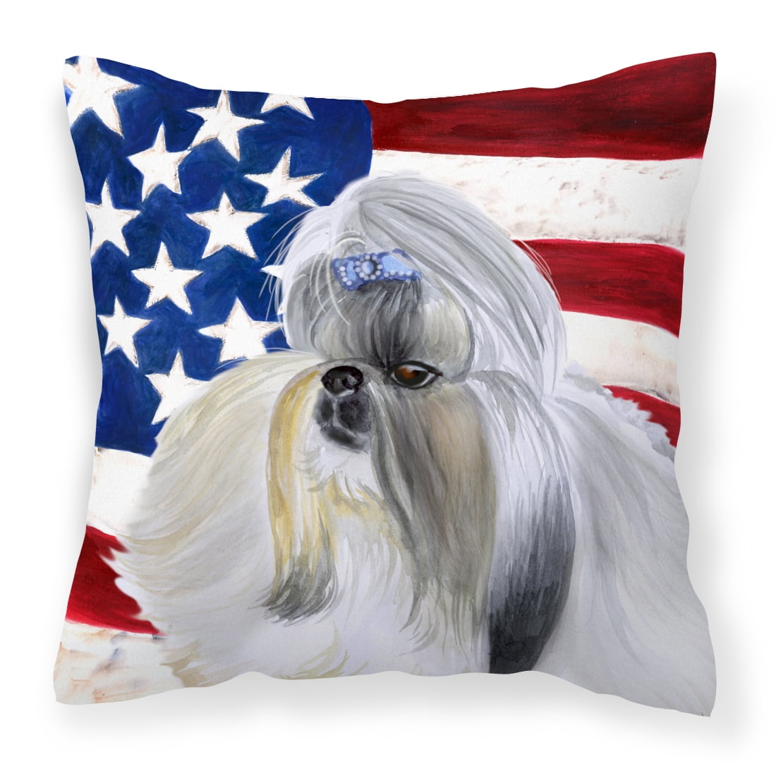 Shih Tzu Patriotic Fabric Decorative Pillow
