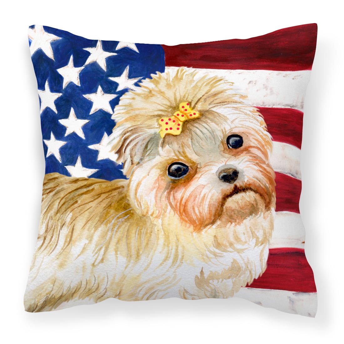 Morkie Patriotic Fabric Decorative Pillow