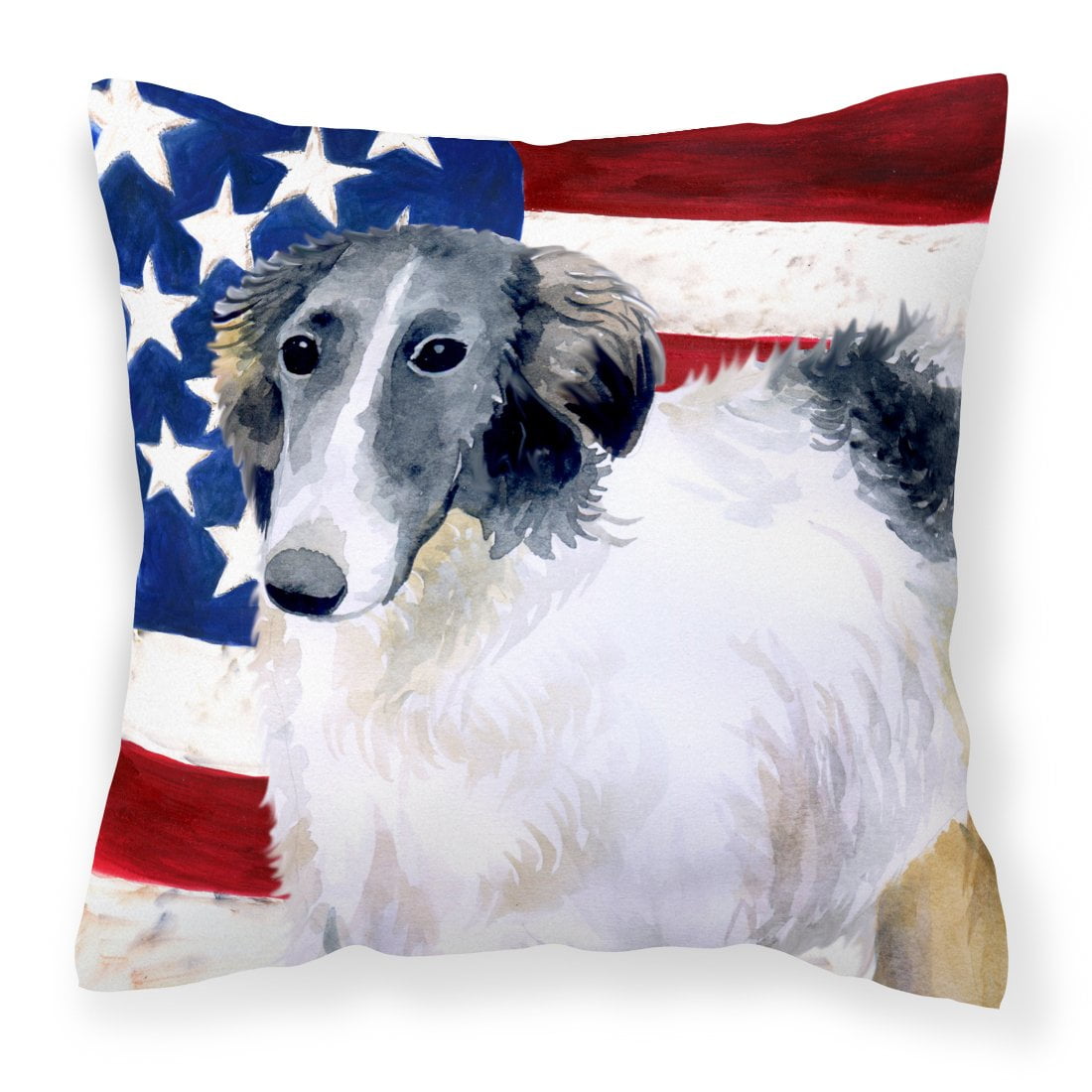 Borzoi Patriotic Fabric Decorative Pillow