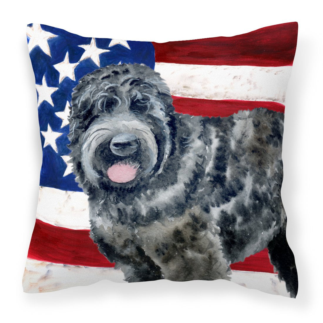 Black Russian Terrier Patriotic Fabric Decorative Pillow
