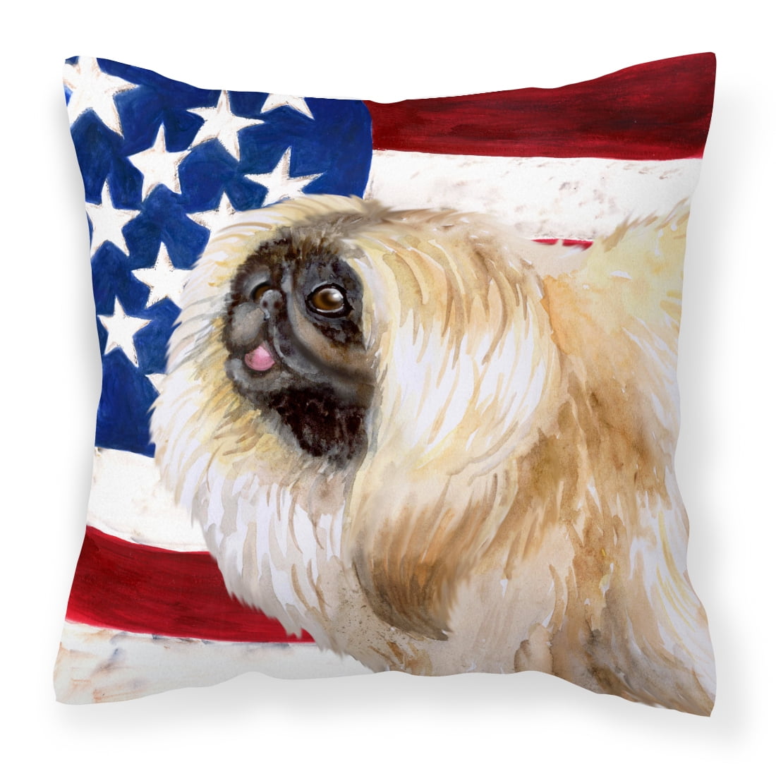 Pekingese Patriotic Fabric Decorative Pillow