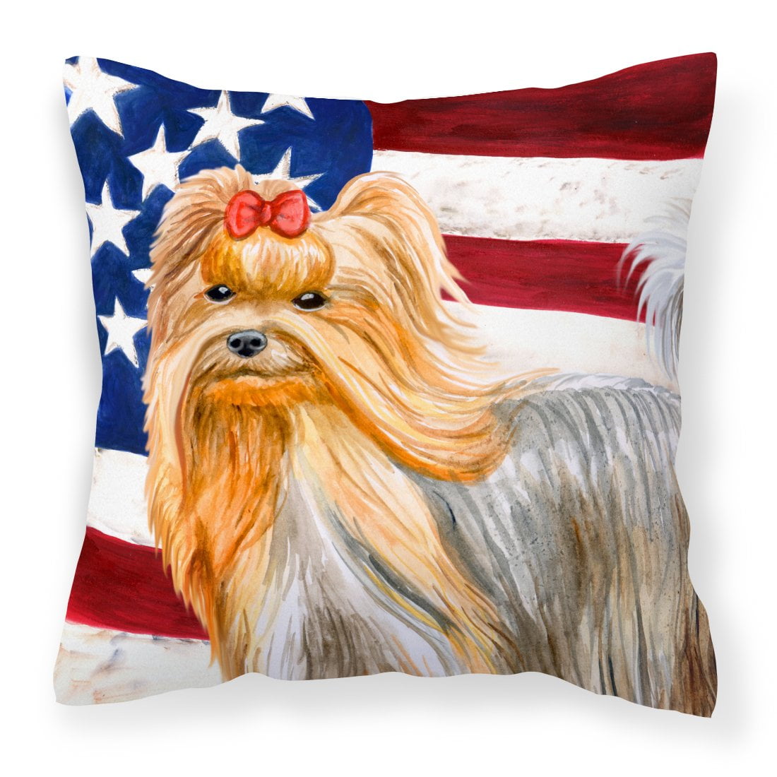 Yorkshire Terrier Patriotic Fabric Decorative Pillow