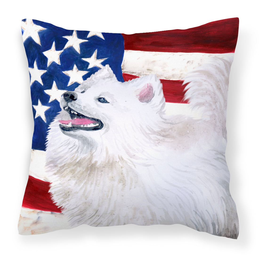 Samoyed Patriotic Fabric Decorative Pillow