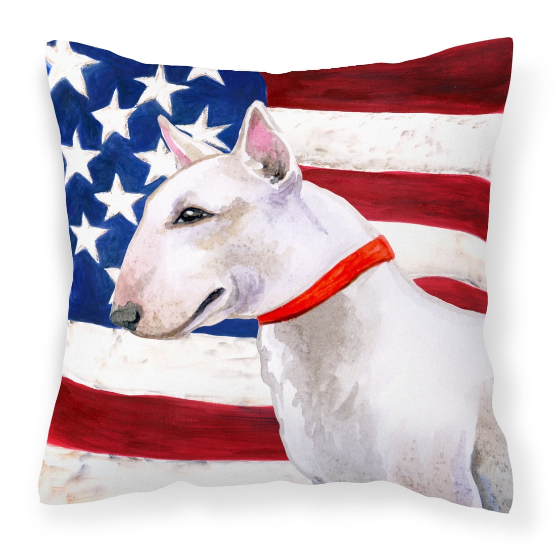 Bull Terrier Patriotic Fabric Decorative Pillow