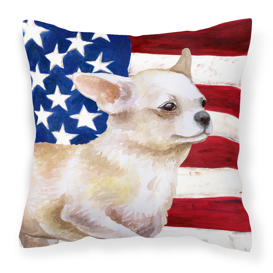 Chihuahua Leg up Patriotic Fabric Decorative Pillow