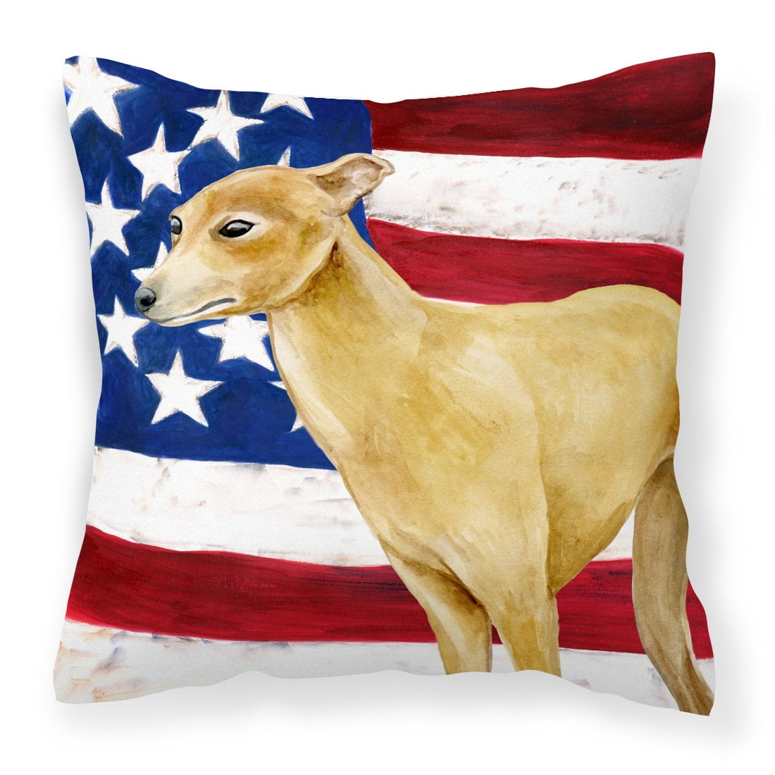 Italian Greyhound Patriotic Fabric Decorative Pillow