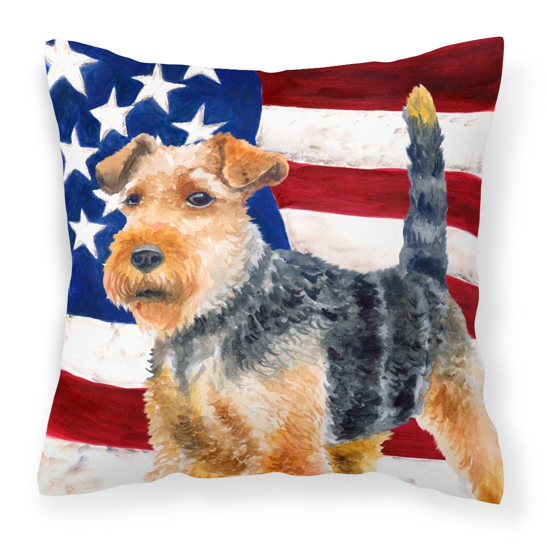 Welsh Terrier Patriotic Fabric Decorative Pillow