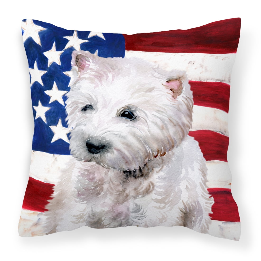 Westie Patriotic Fabric Decorative Pillow