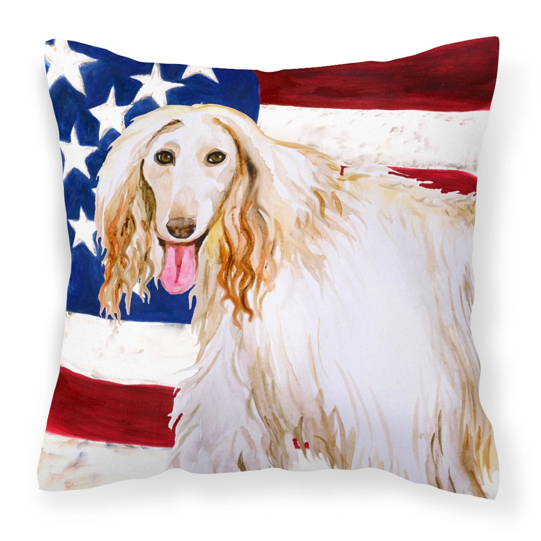 Afghan Hound Patriotic Fabric Decorative Pillow
