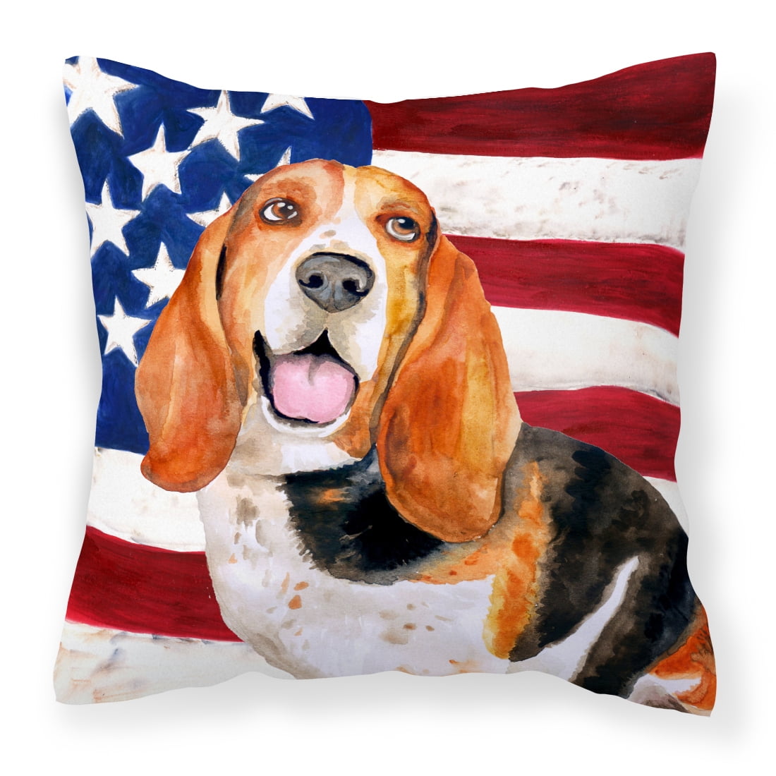 Basset Hound Patriotic Fabric Decorative Pillow