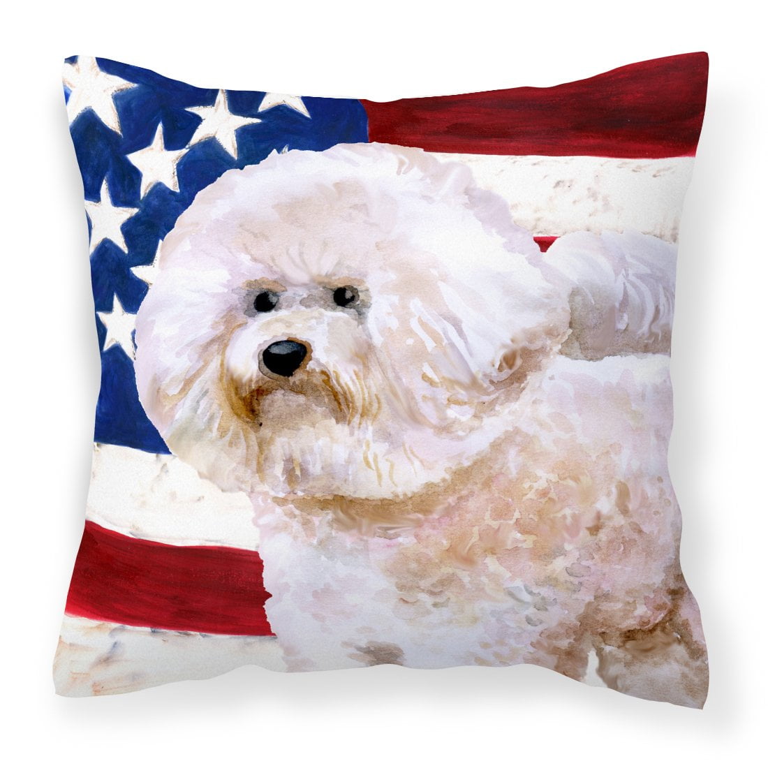 Bichon Frise No.2 Patriotic Fabric Decorative Pillow