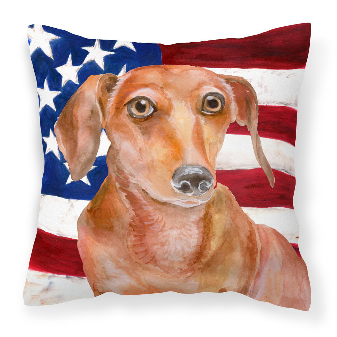 Red Dachshund Patriotic Fabric Decorative Pillow