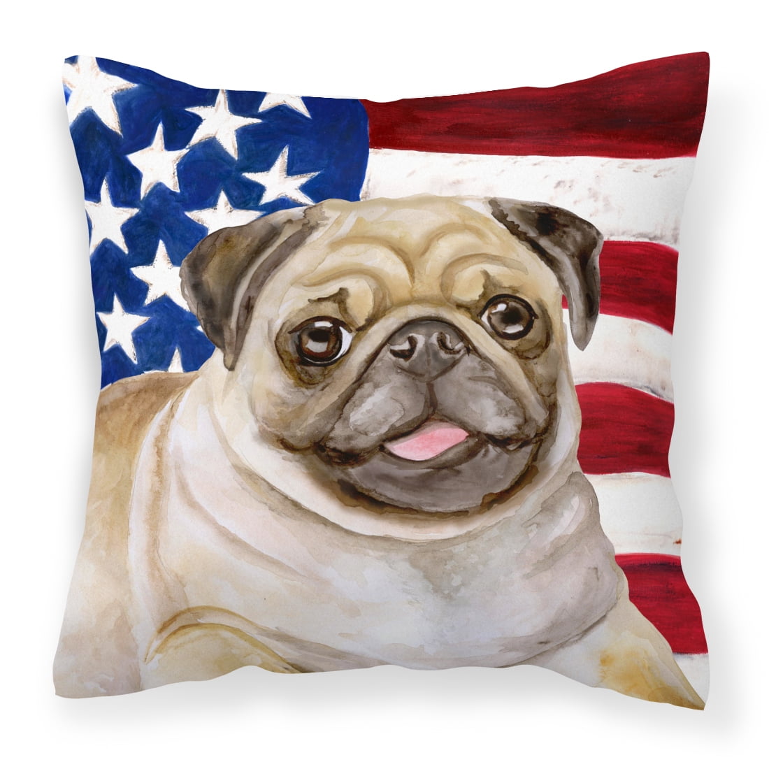 Fawn Pug Patriotic Fabric Decorative Pillow