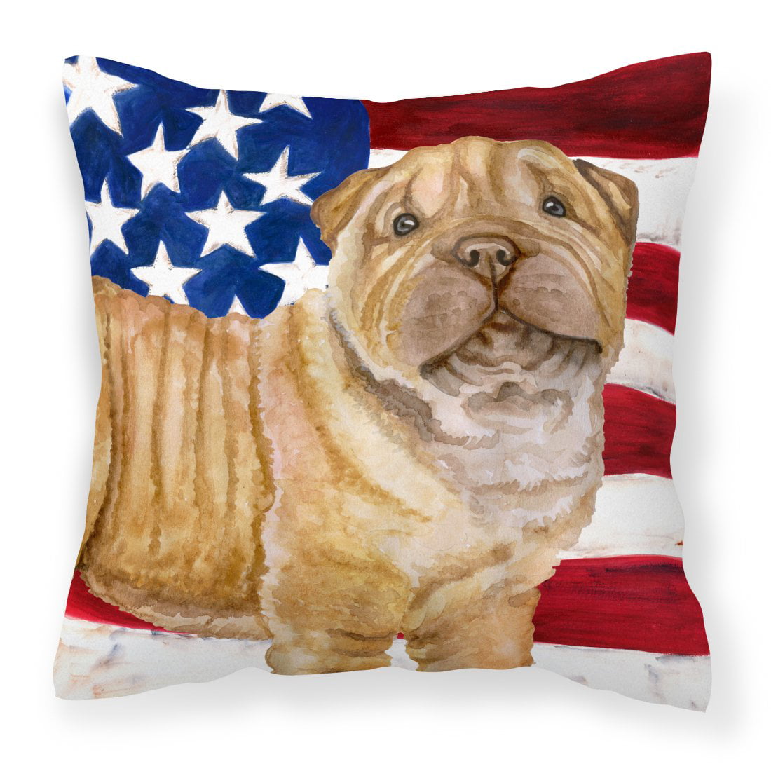 Shar Pei Puppy Patriotic Fabric Decorative Pillow