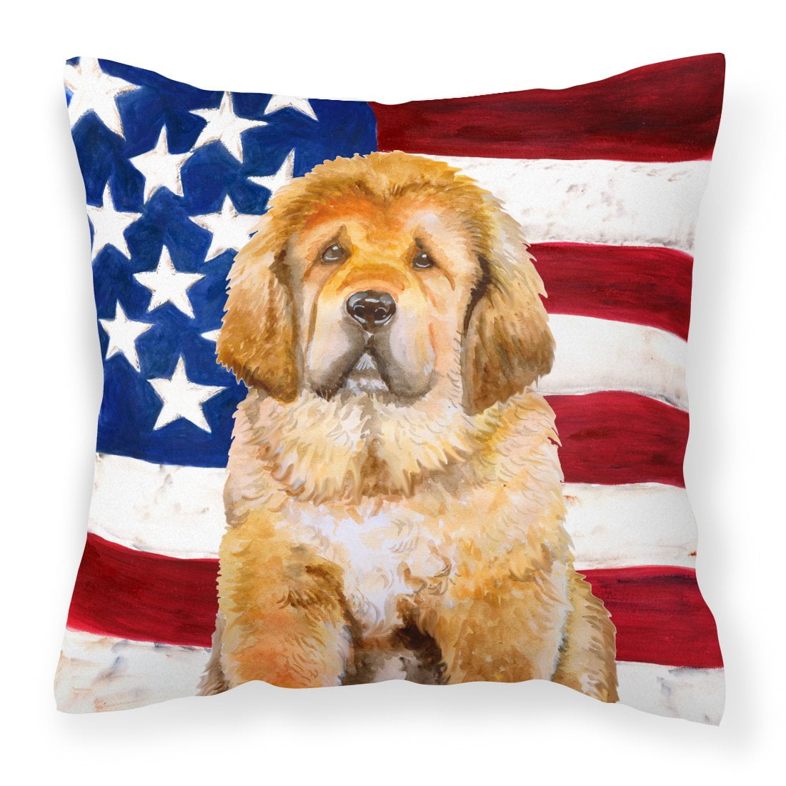 Tibetan Mastiff Patriotic Fabric Decorative Pillow