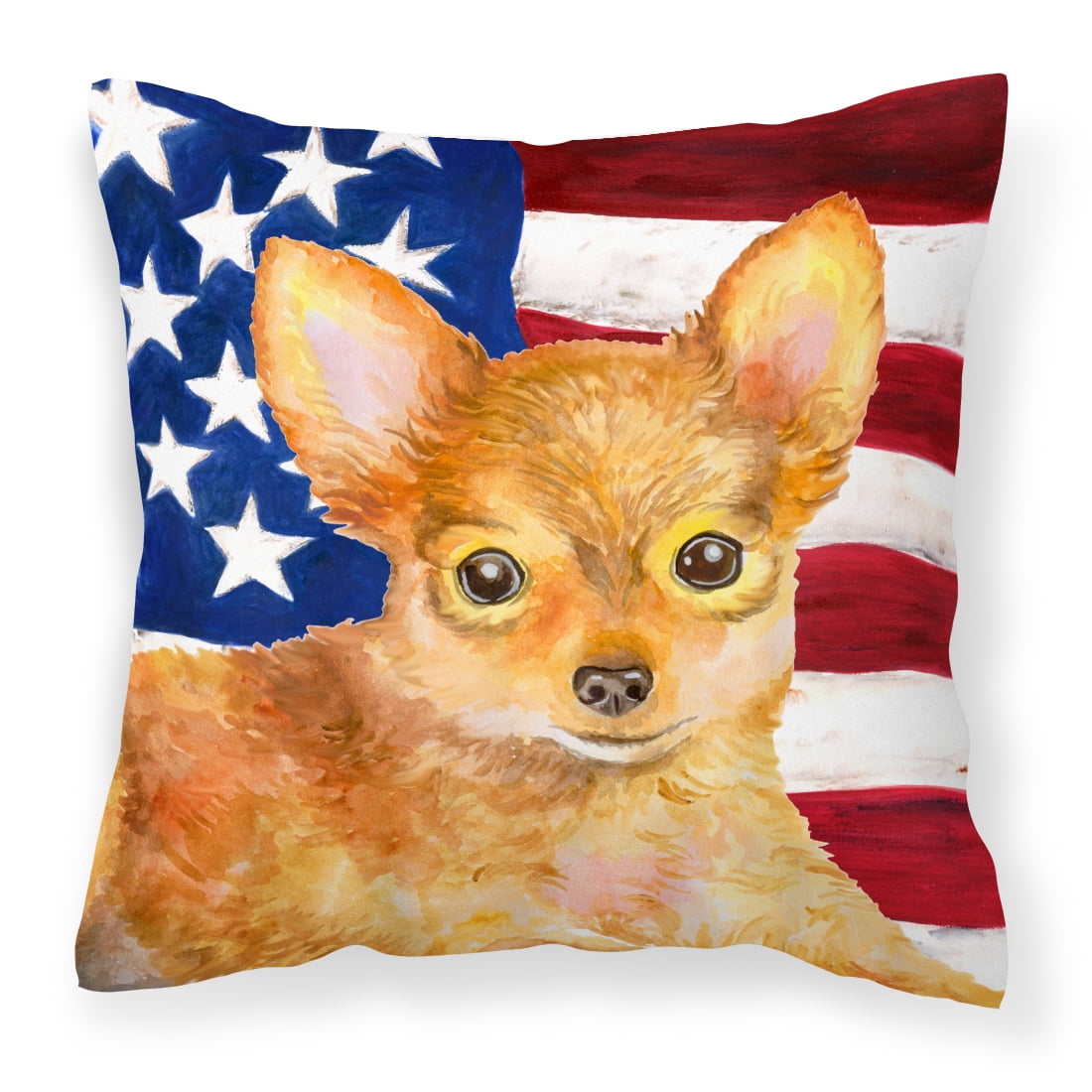 Toy Terrier Patriotic Fabric Decorative Pillow