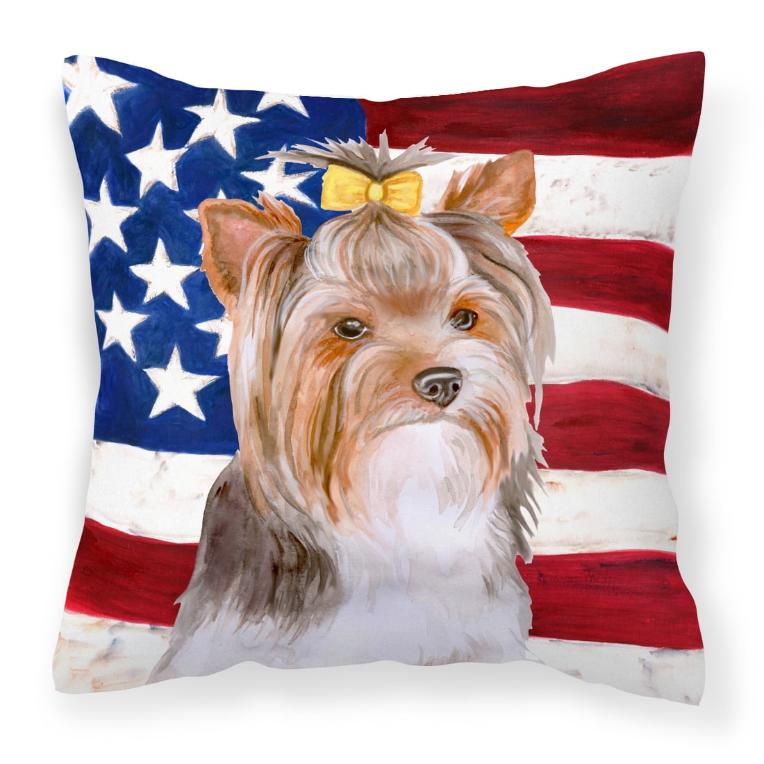 Yorkshire Terrier No.2 Patriotic Fabric Decorative Pillow