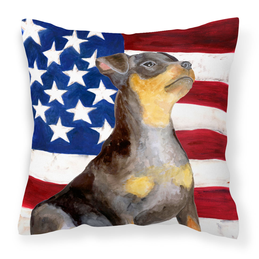 Miniature Pinscher No.2 Patriotic Fabric Decorative Pillow