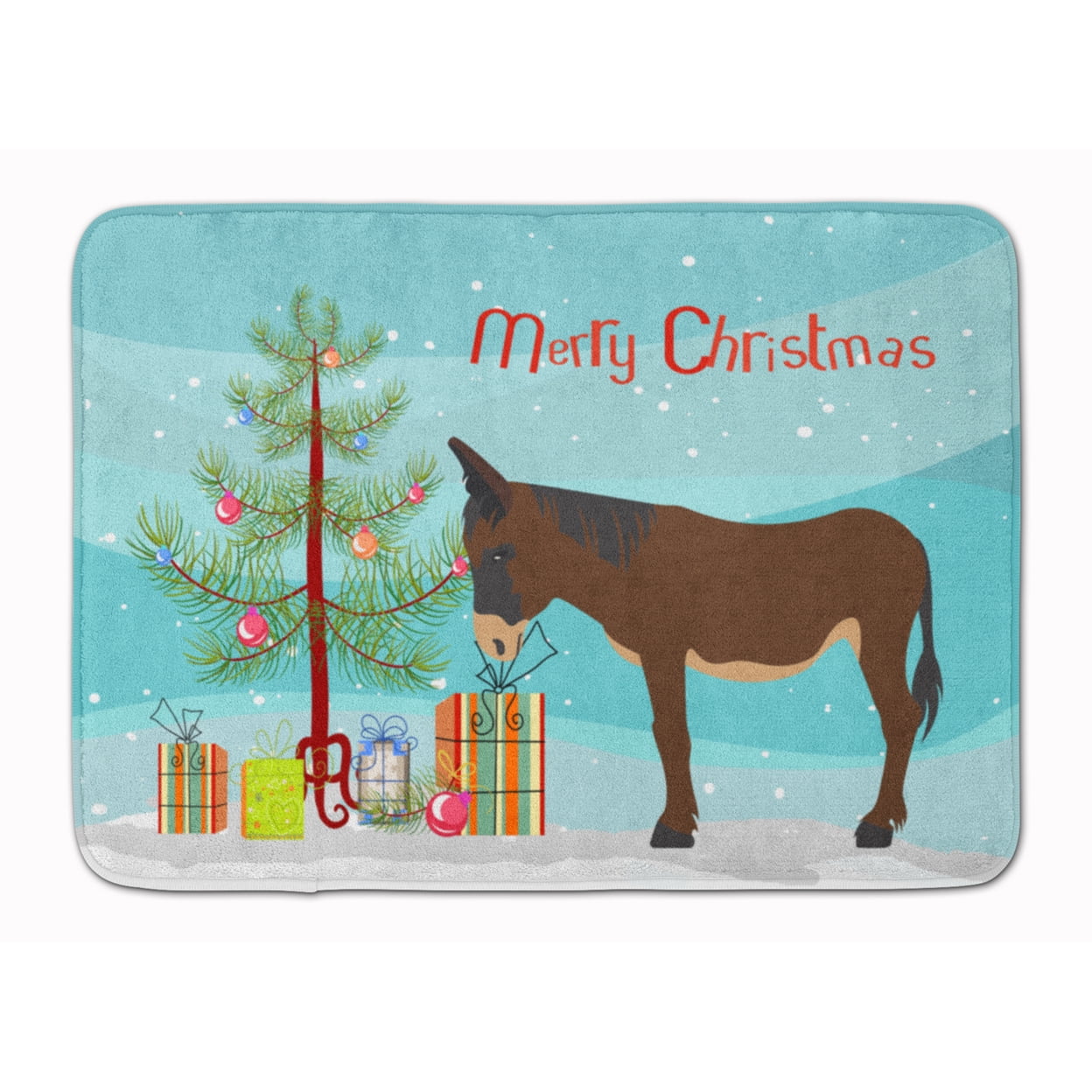 Zamorano-Leones Donkey Christmas Machine Washable Memory Foam Mat