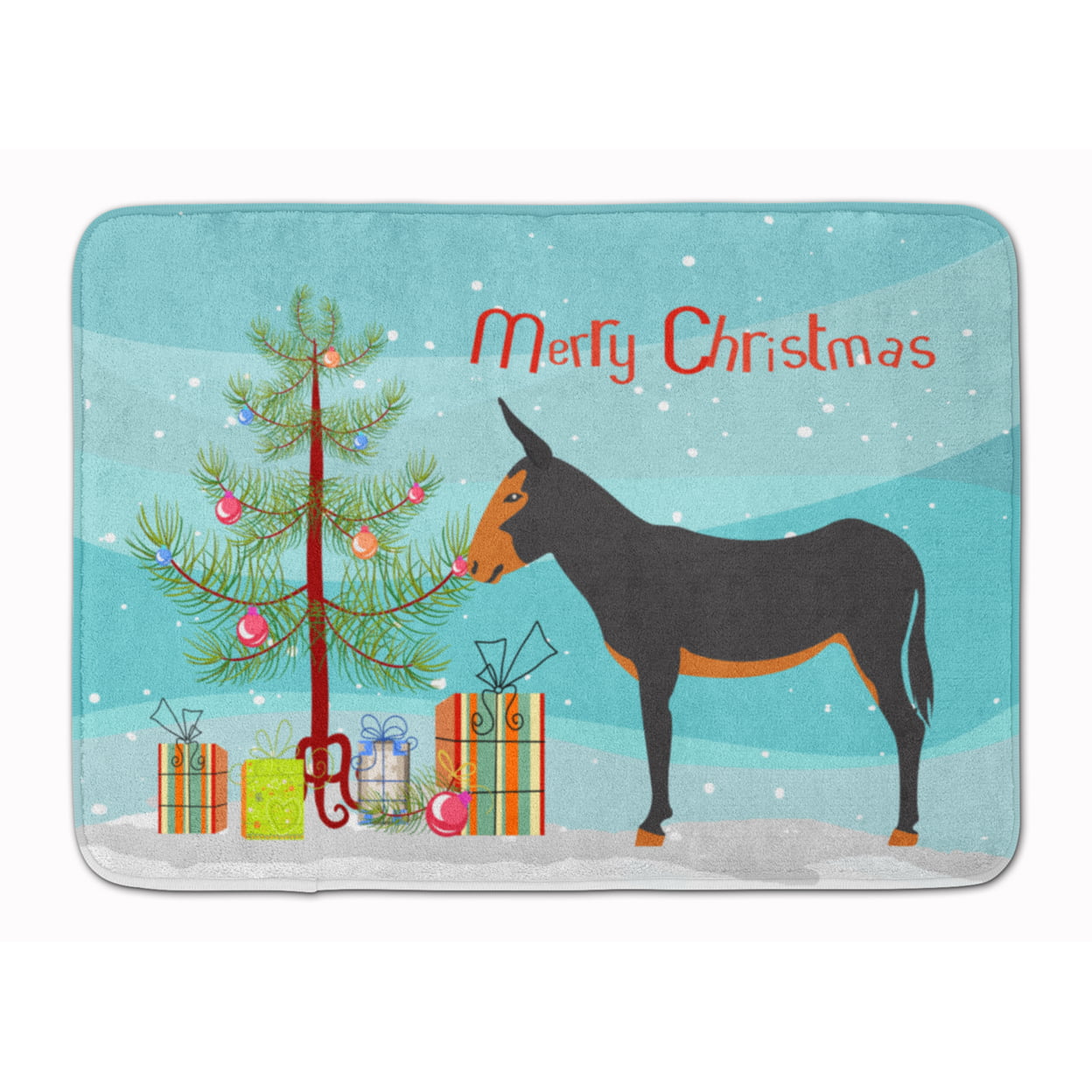BB9222RUG Catalan Donkey Christmas Machine Washable Memory Foam Mat