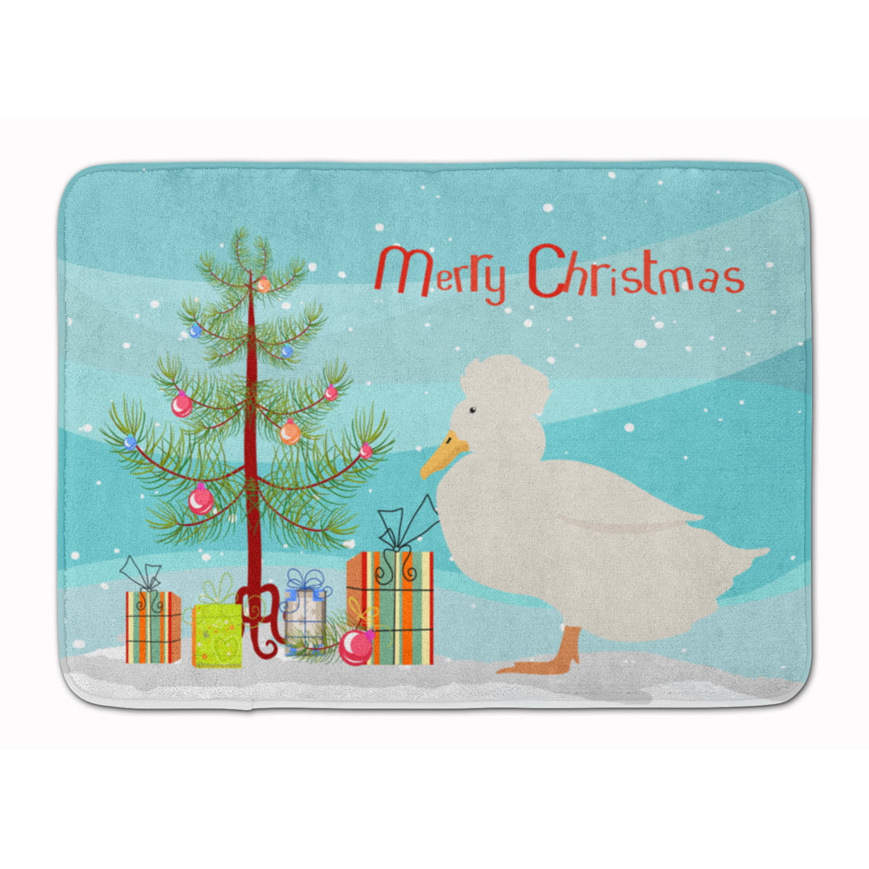 BB9224RUG Crested Duck Christmas Machine Washable Memory Foam Mat