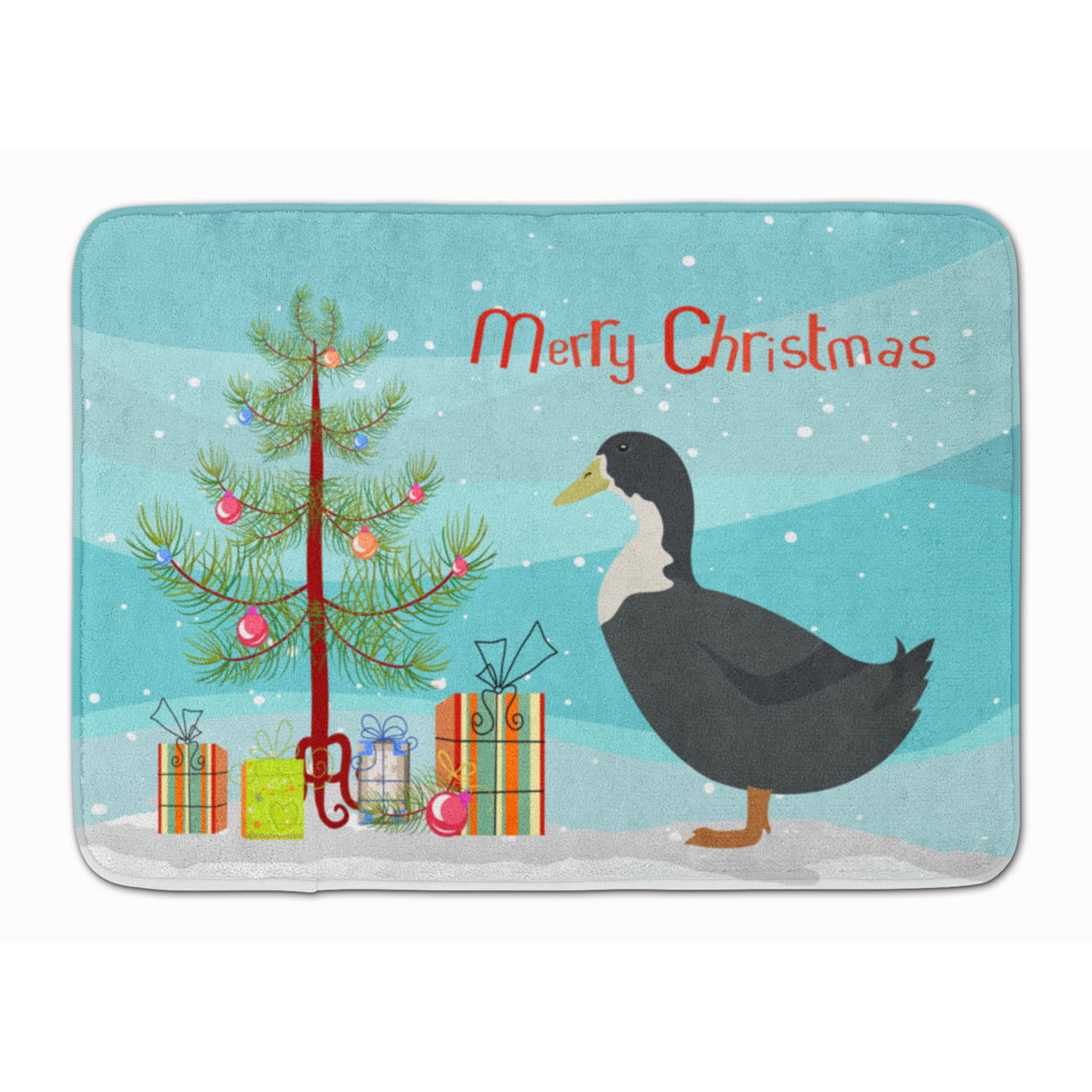 BB9229RUG Blue Swedish Duck Christmas Machine Washable Memory Foam Mat