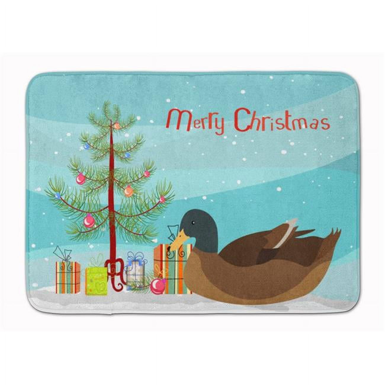 BB9233RUG Khaki Campbell Duck Christmas Machine Washable Memory Foam Mat