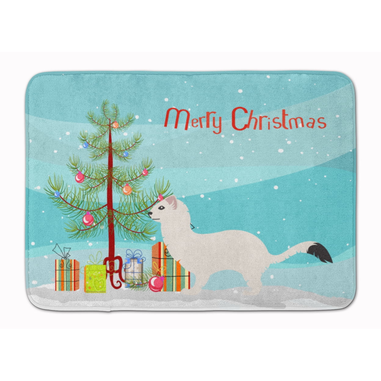 BB9239RUG Stoat Short-Tailed Weasel Christmas Machine Washable Memory Foam Mat