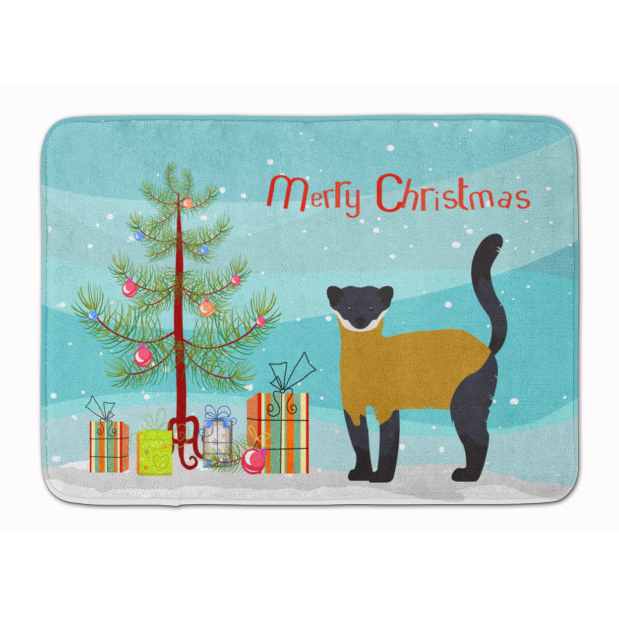 Yellow-Throated Marten Christmas Machine Washable Memory Foam Mat