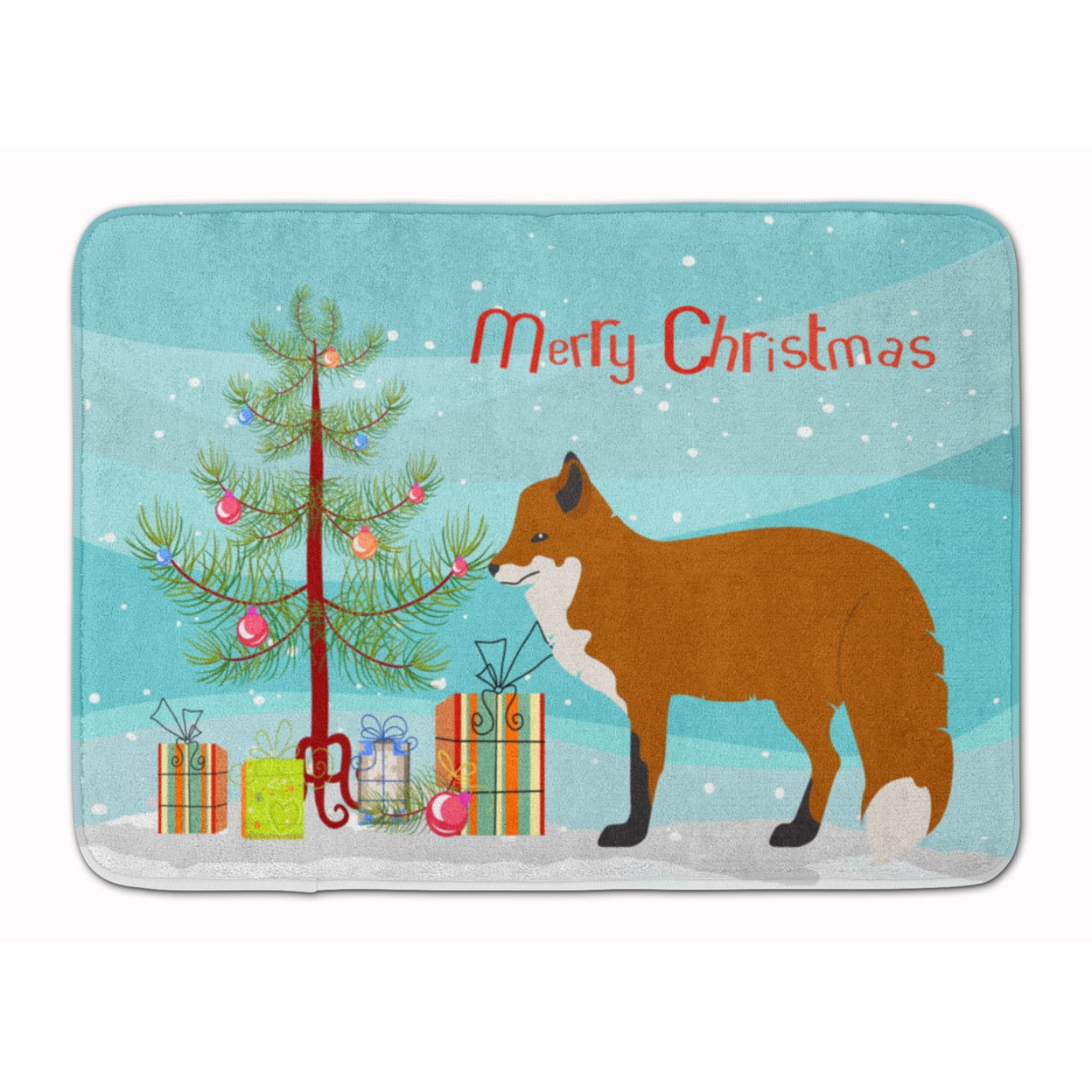 BB9243RUG Red Fox Christmas Machine Washable Memory Foam Mat