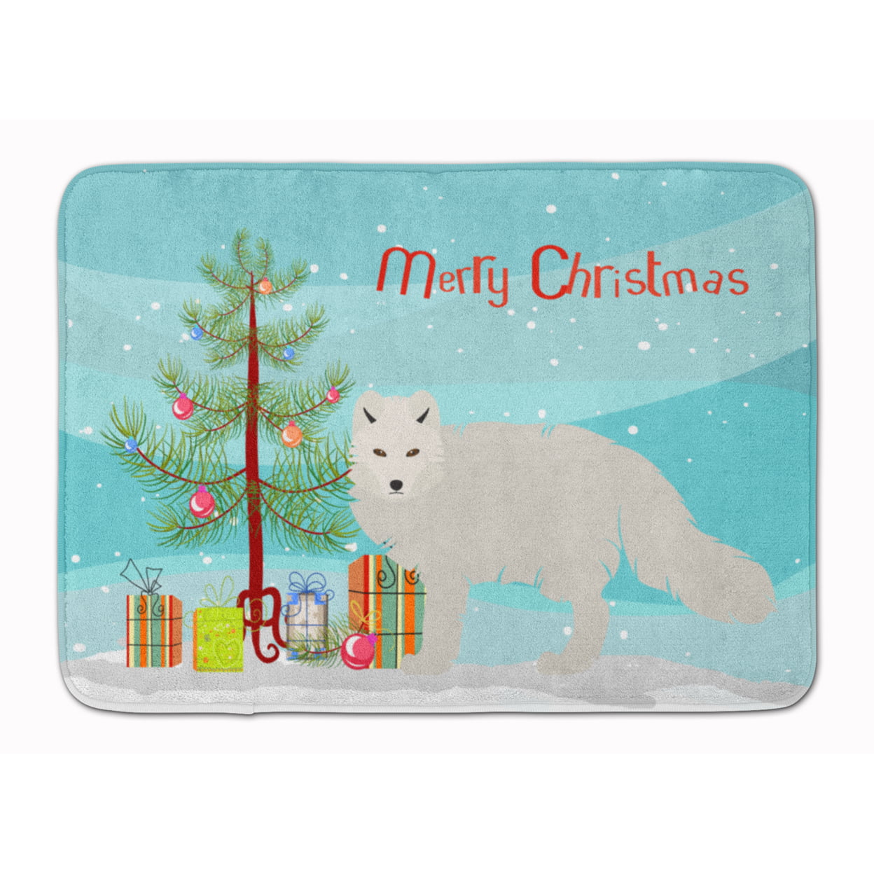 Carolines Treasures BB9244RUG White Arctic Fox Christmas Machine Washable Memory Foam Mat