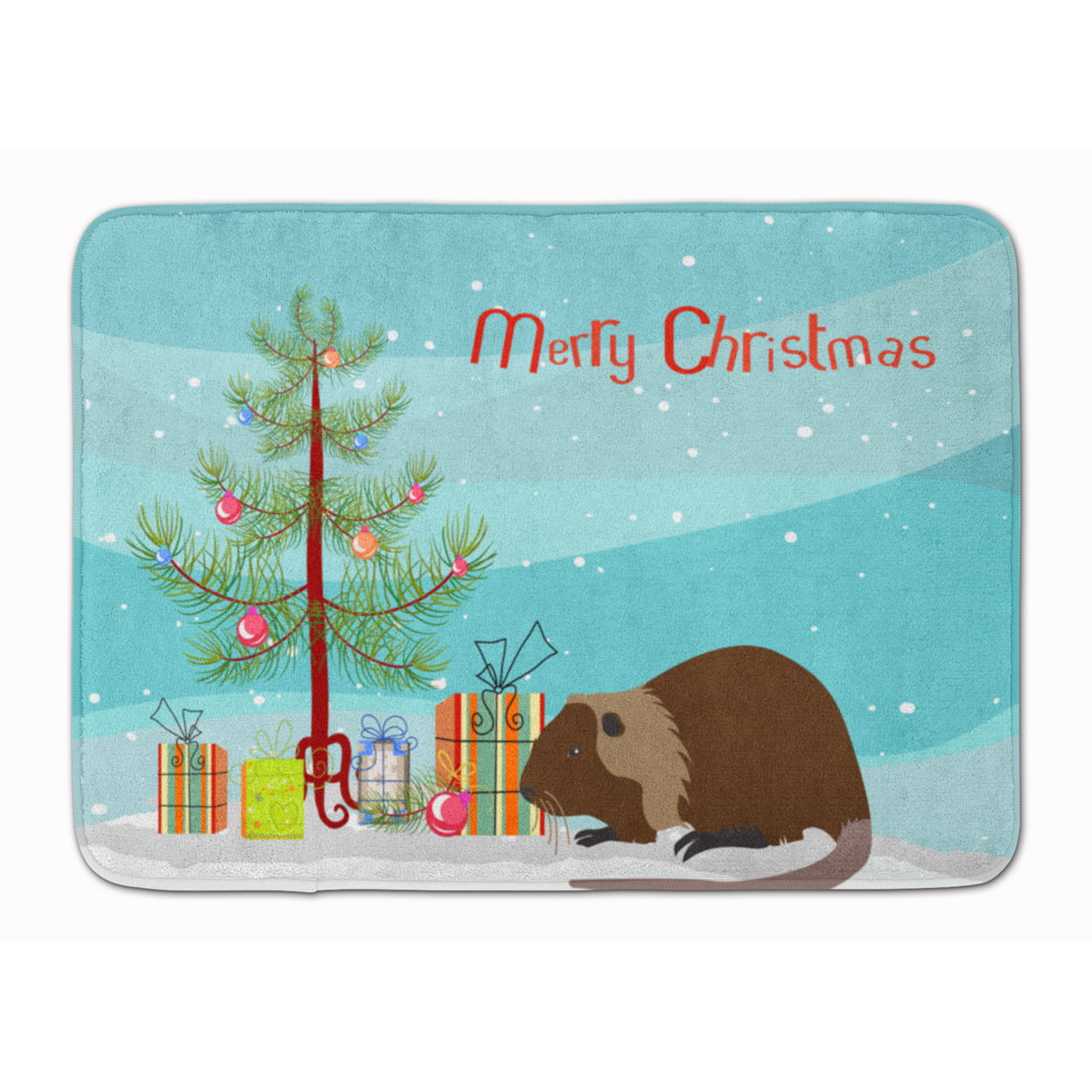 BB9246RUG Coypu Nutria River Rat Christmas Machine Washable Memory Foam Mat