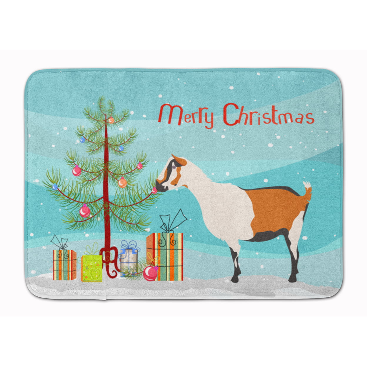 BB9247RUG Alpine Goat Christmas Machine Washable Memory Foam Mat