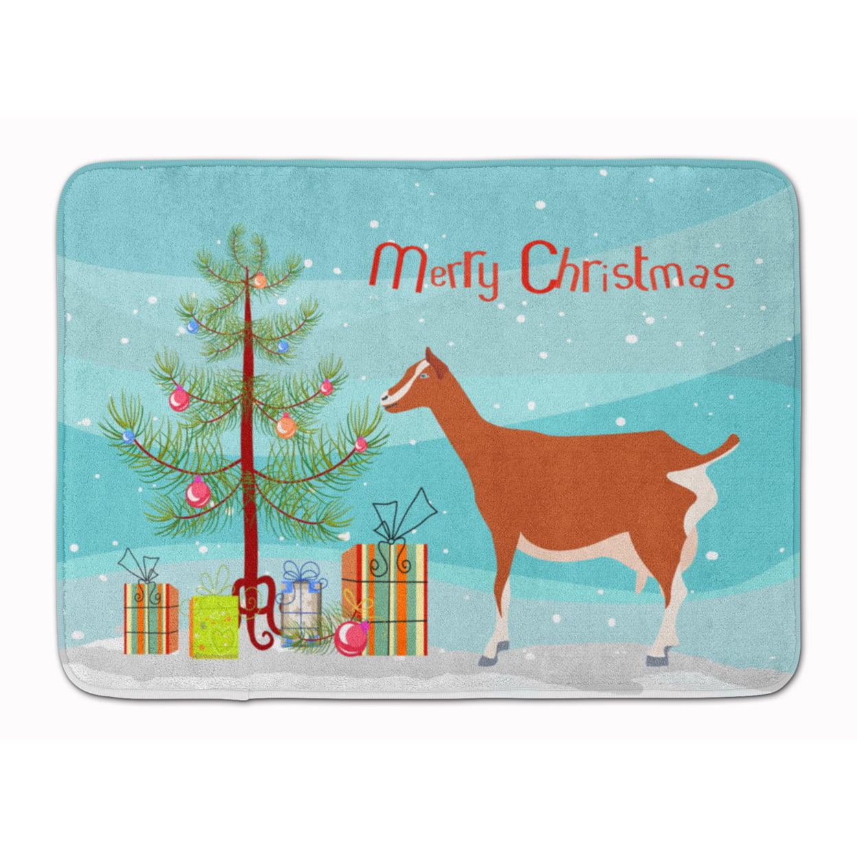 BB9248RUG Toggenburger Goat Christmas Machine Washable Memory Foam Mat