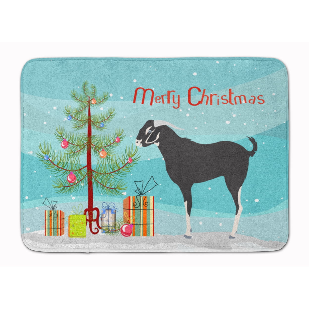 Picture of Carolines Treasures BB9251RUG Black Bengal Goat Christmas Machine Washable Memory Foam Mat