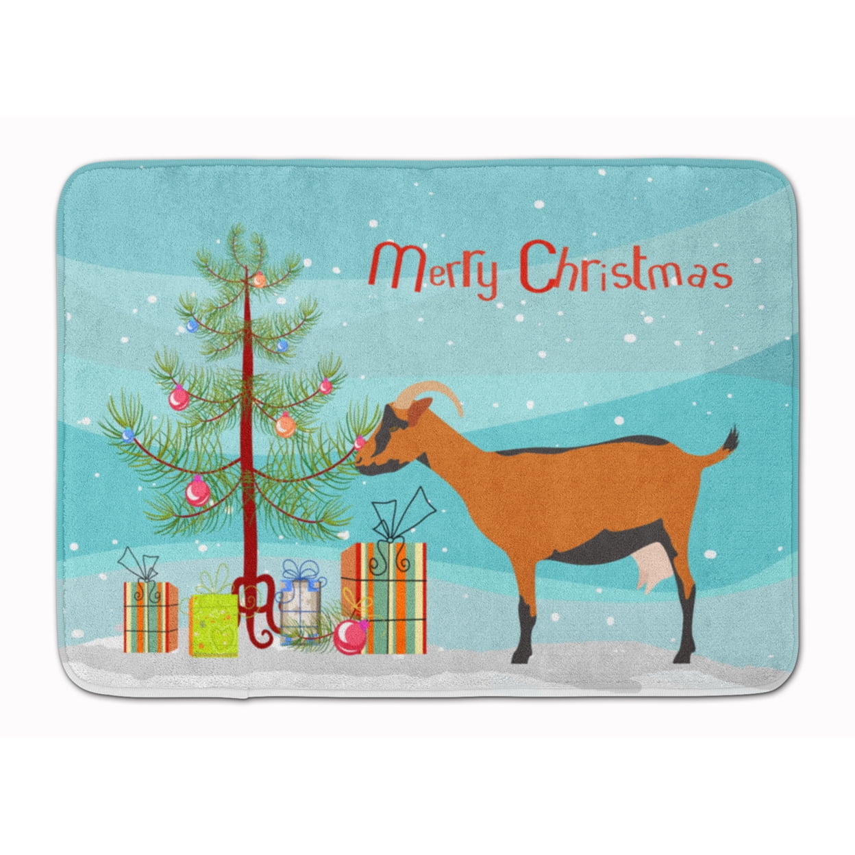 BB9255RUG Oberhasli Goat Christmas Machine Washable Memory Foam Mat
