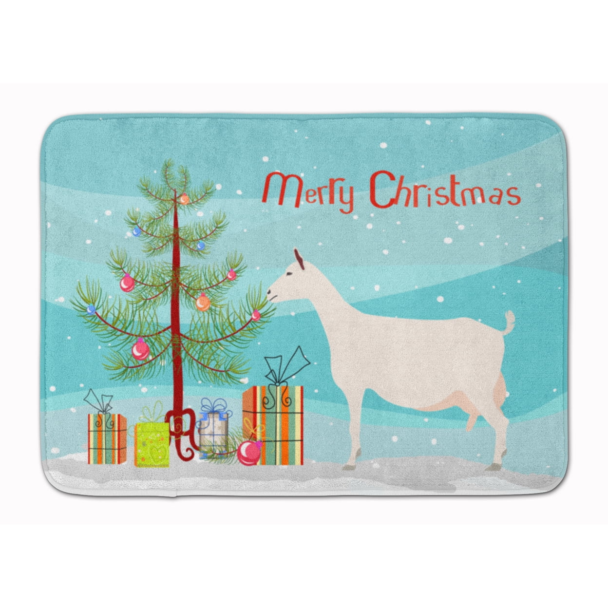 BB9256RUG Saanen Goat Christmas Machine Washable Memory Foam Mat