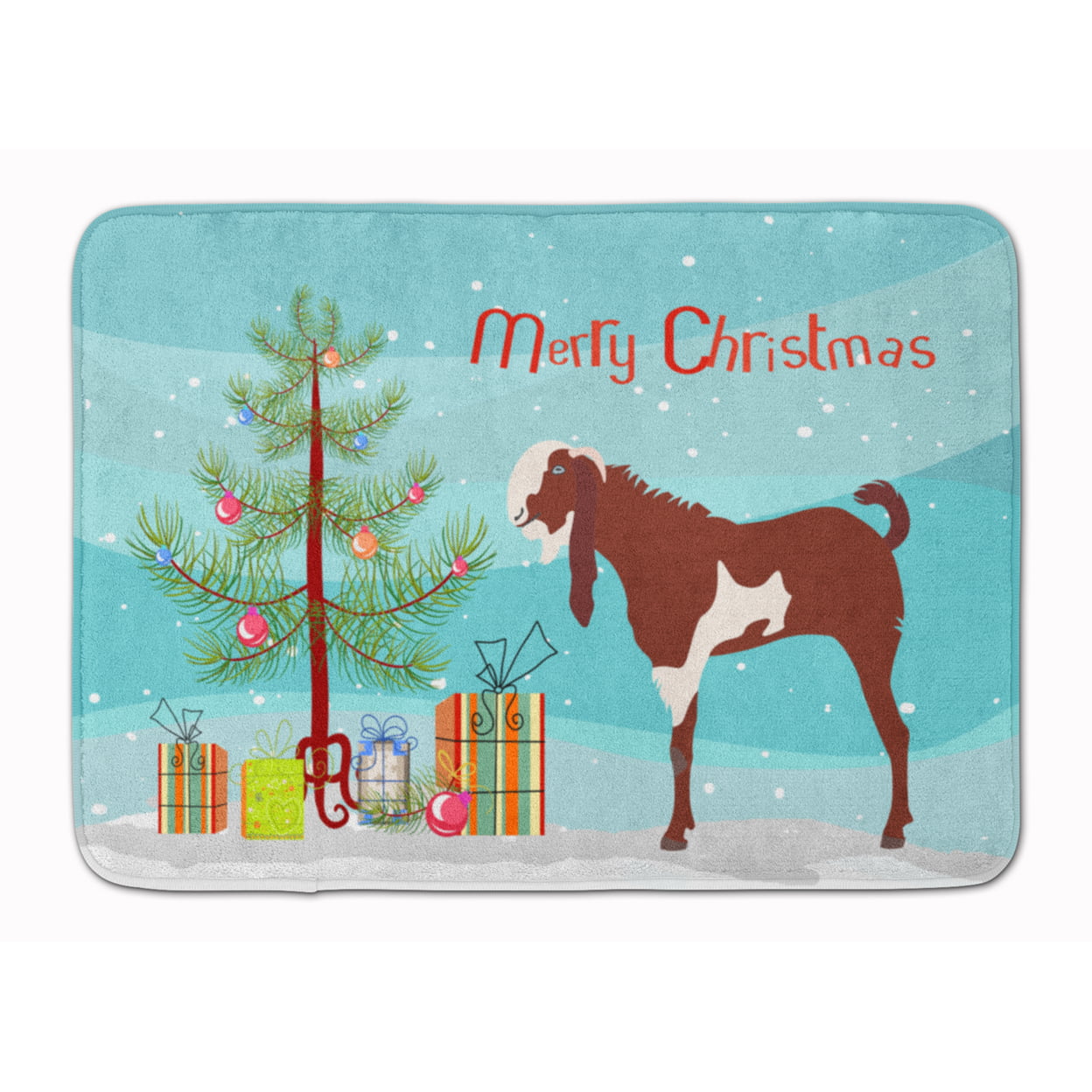 BB9257RUG Jamnapari Goat Christmas Machine Washable Memory Foam Mat