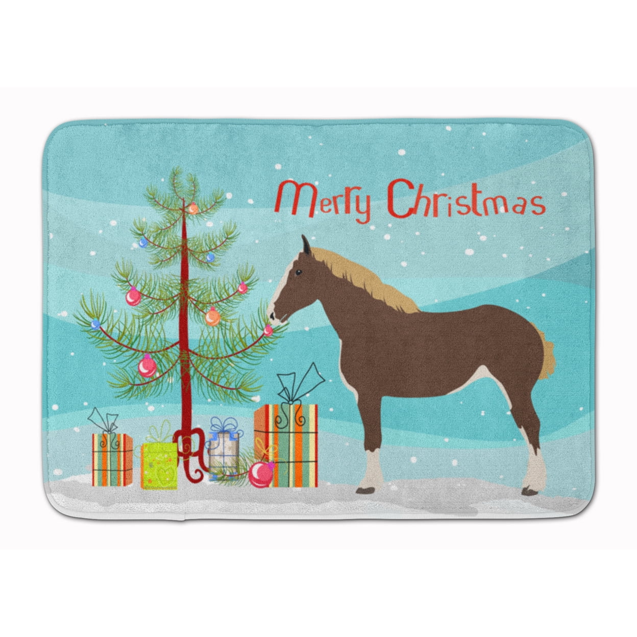 BB9273RUG Percheron Horse Christmas Machine Washable Memory Foam Mat