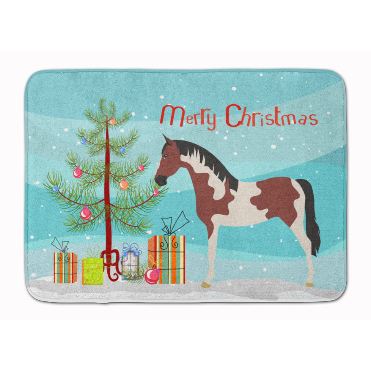 Pinto Horse Christmas Machine Washable Memory Foam Mat
