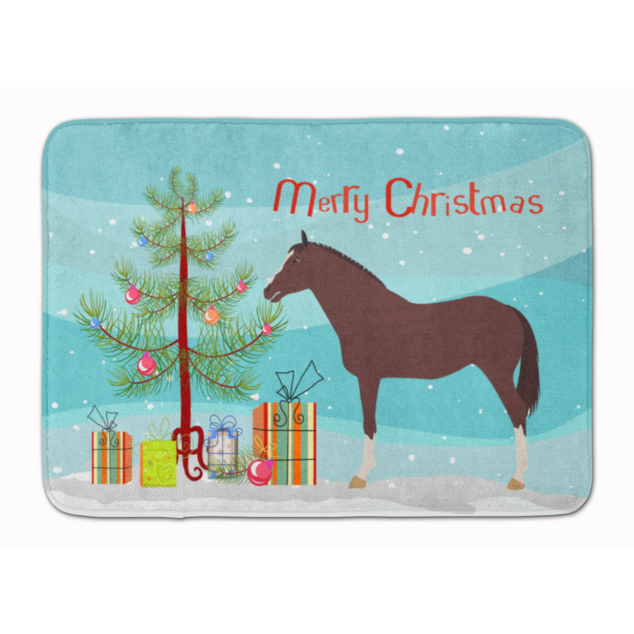 English Thoroughbred Horse Christmas Machine Washable Memory Foam Mat