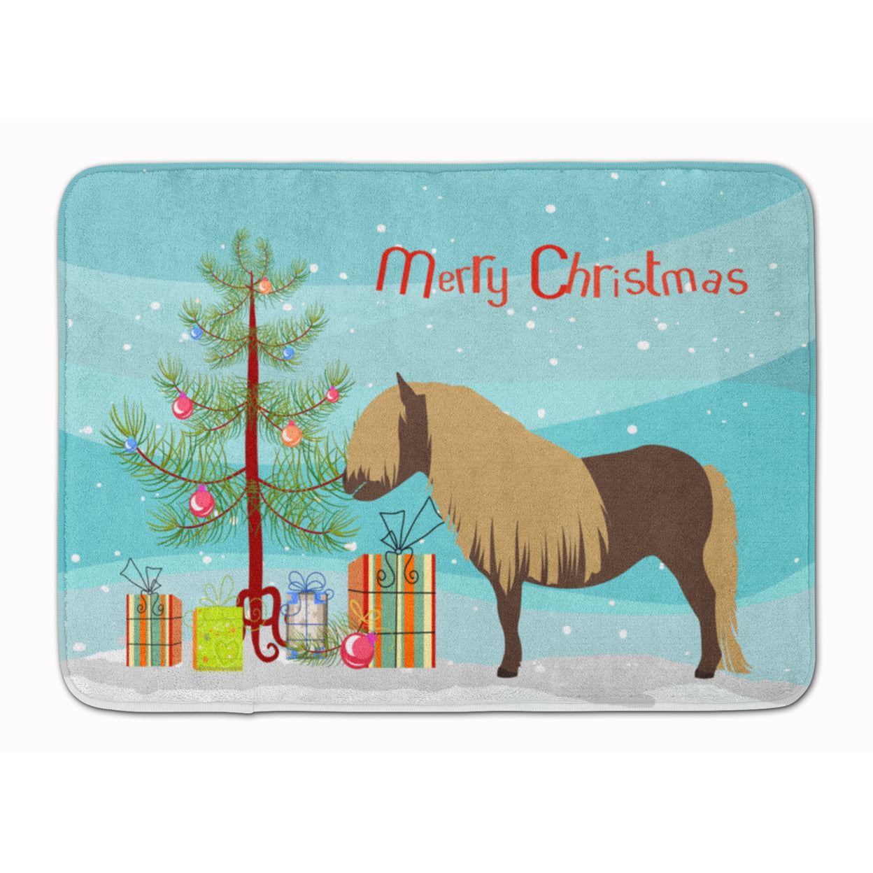 Shetland Pony Horse Christmas Machine Washable Memory Foam Mat
