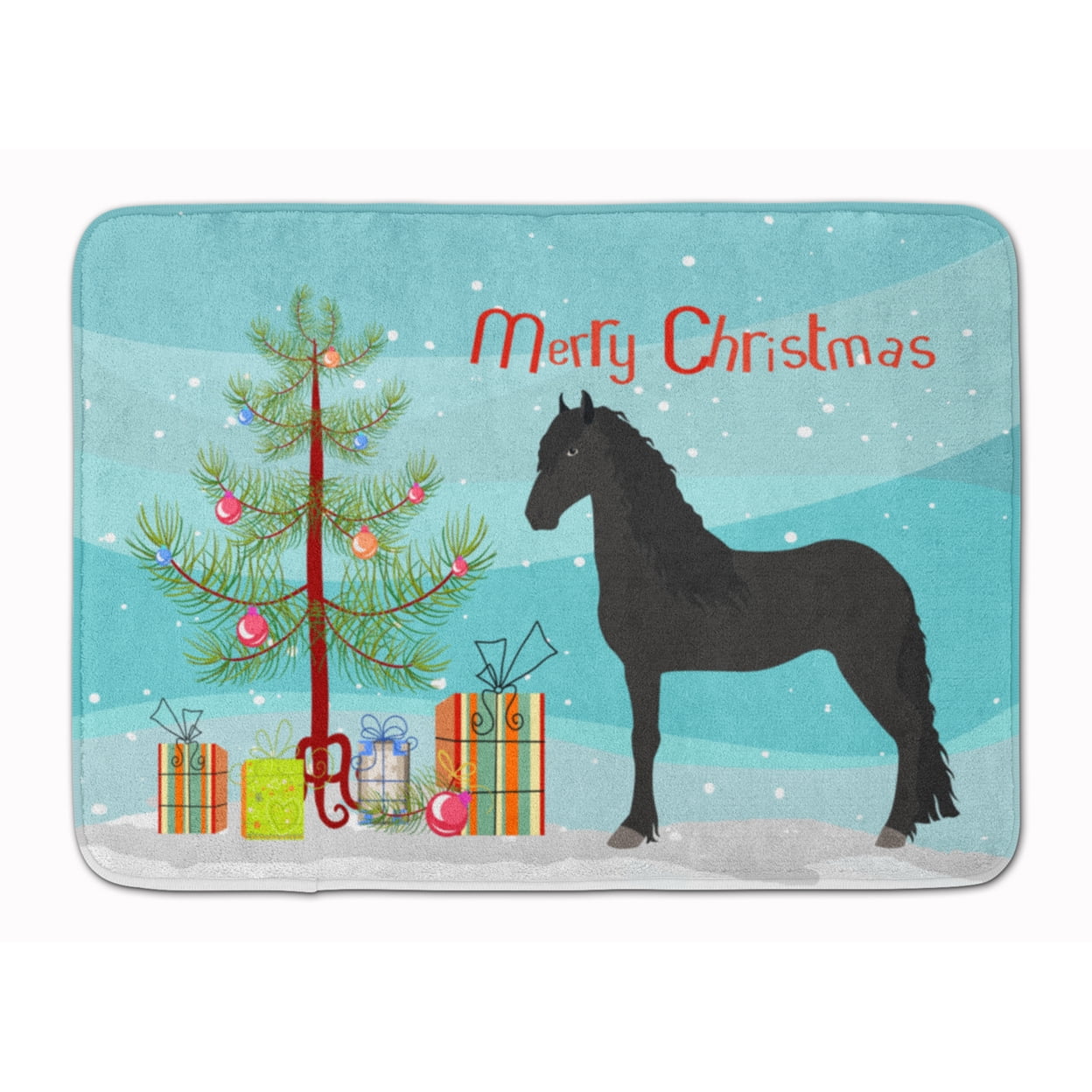 Friesian Horse Christmas Machine Washable Memory Foam Mat