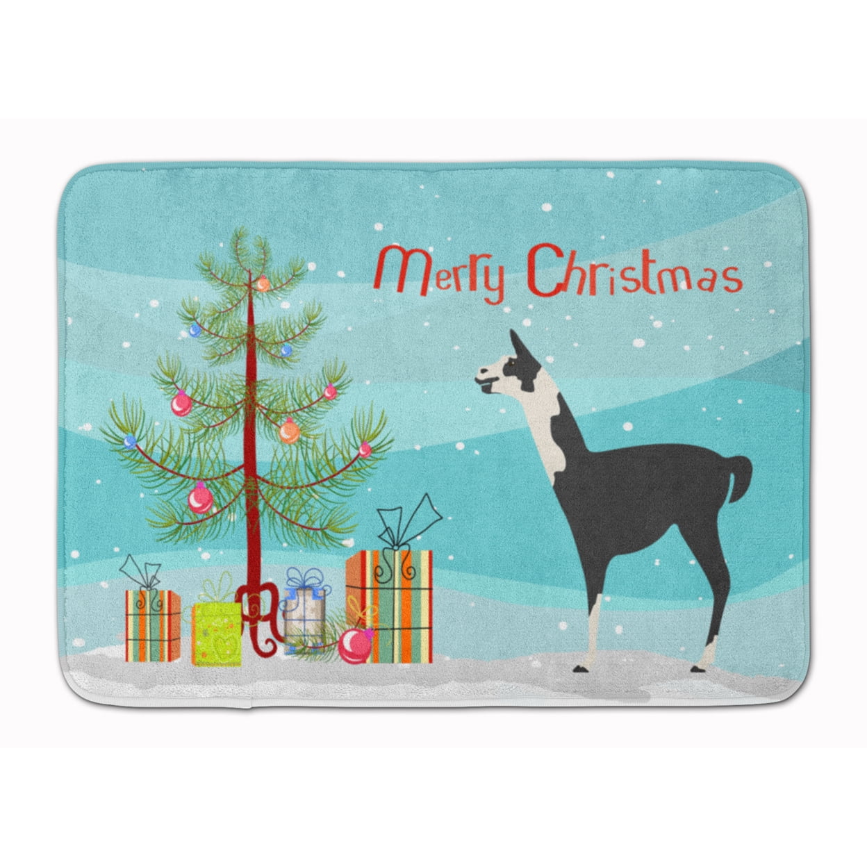 BB9285RUG Llama Q Ara Christmas Machine Washable Memory Foam Mat