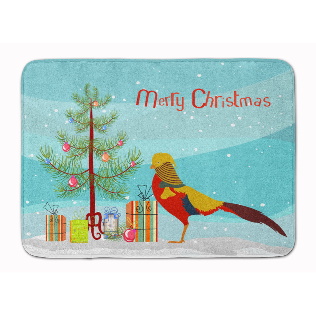 Golden or Chinese Pheasant Christmas Machine Washable Memory Foam Mat