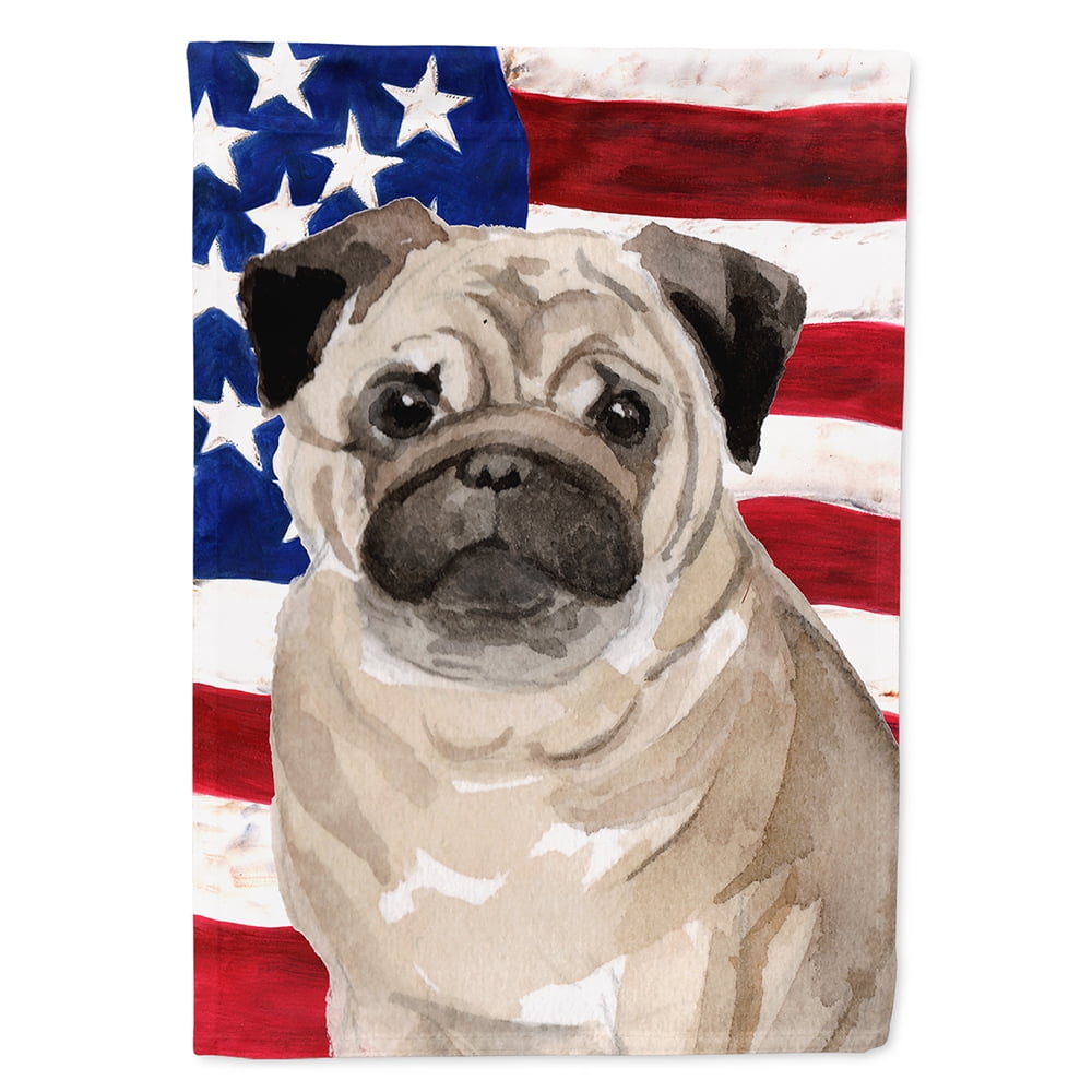 Fawn Pug Patriotic Flag Canvas House