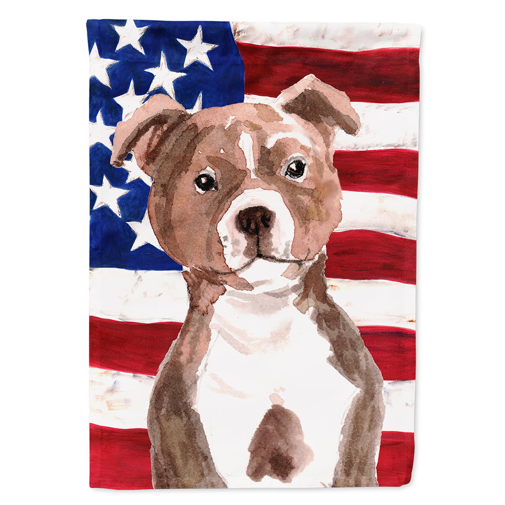 Red Staffie Bull Terrier Patriotic Flag Canvas House