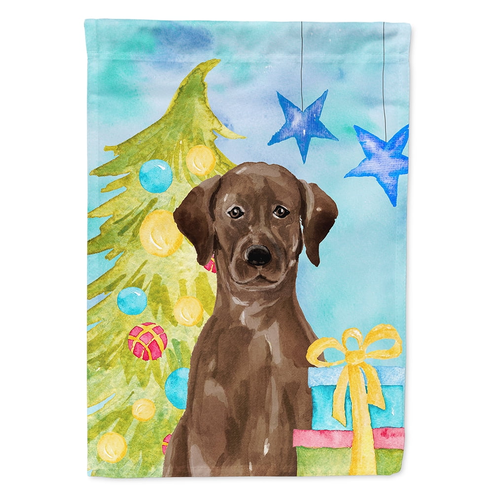 Chocolate Labrador Christmas Flag Canvas House