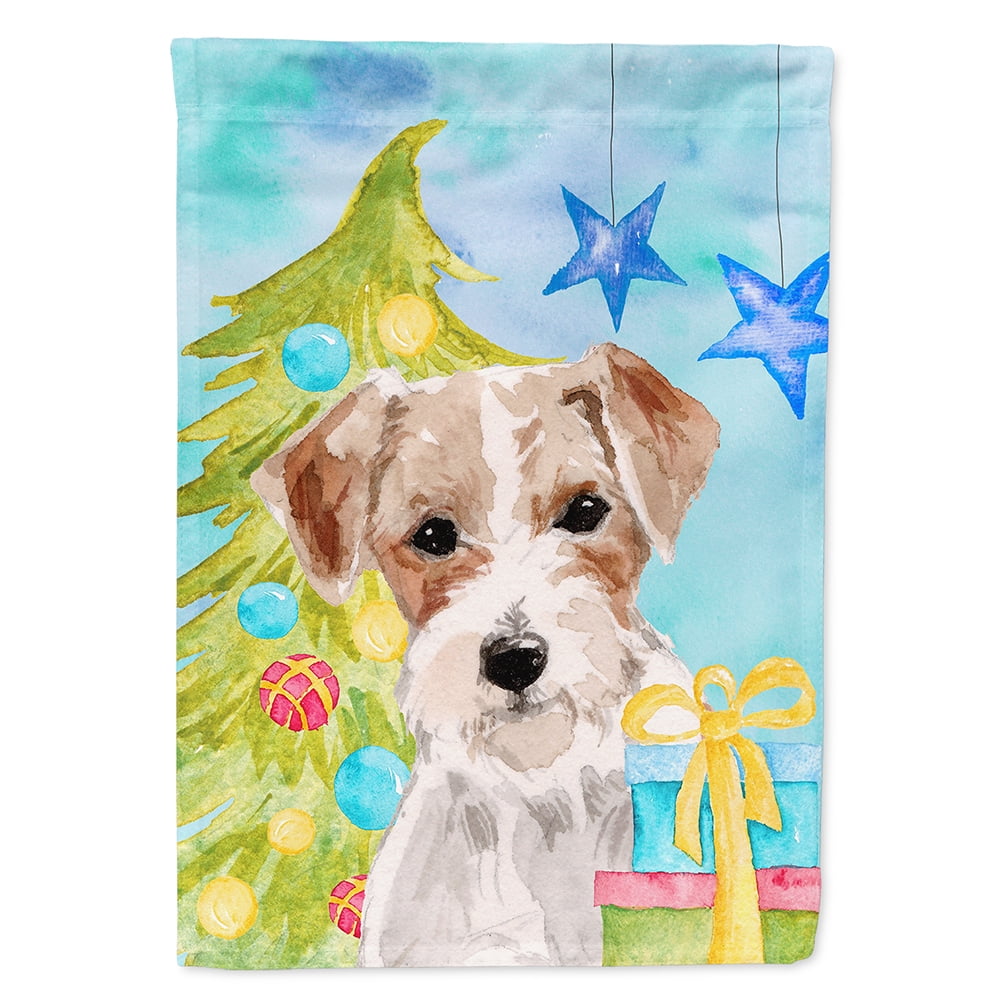 Wire Hair Jack Russell Christmas Flag Canvas House